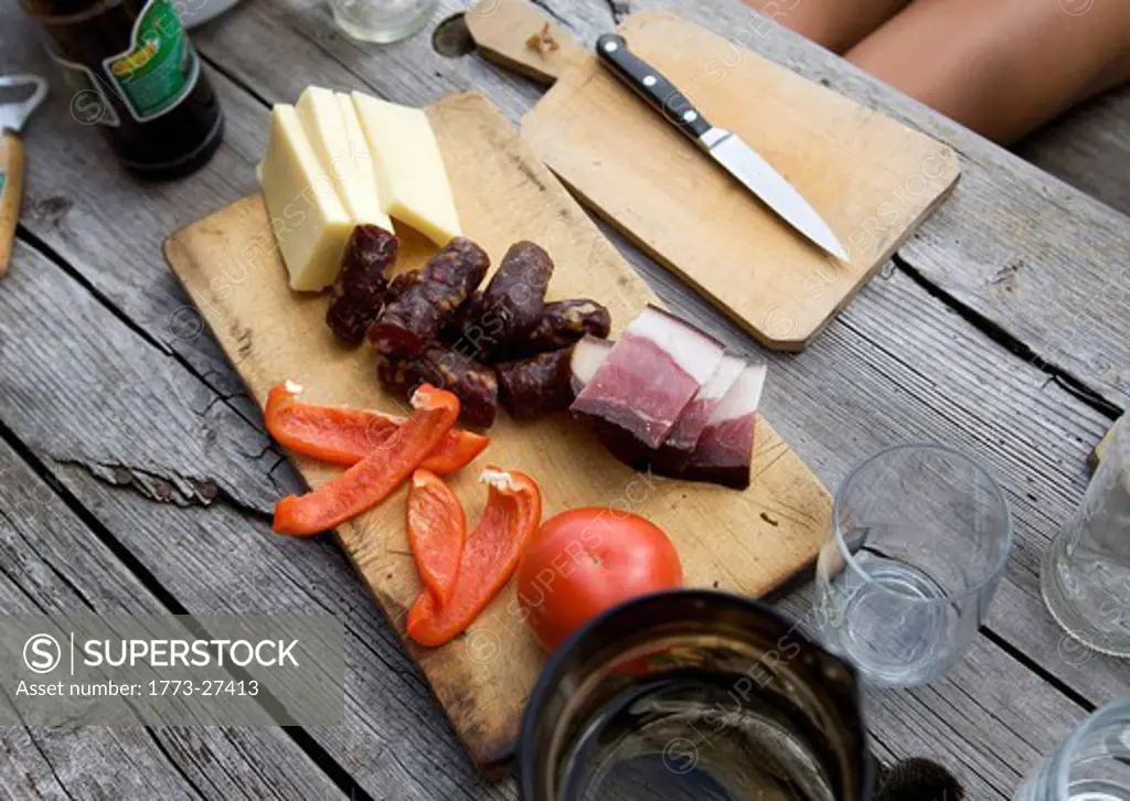 healthy traditional mountain picnic