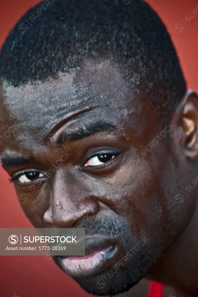 portrait of sweating male athlete