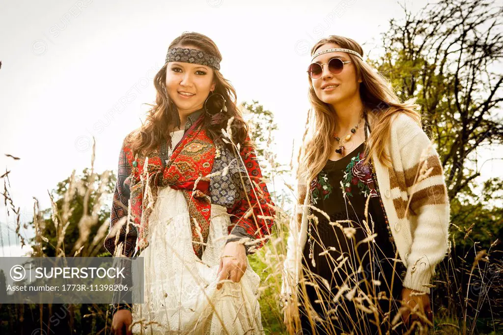 Hippy girls outdoors