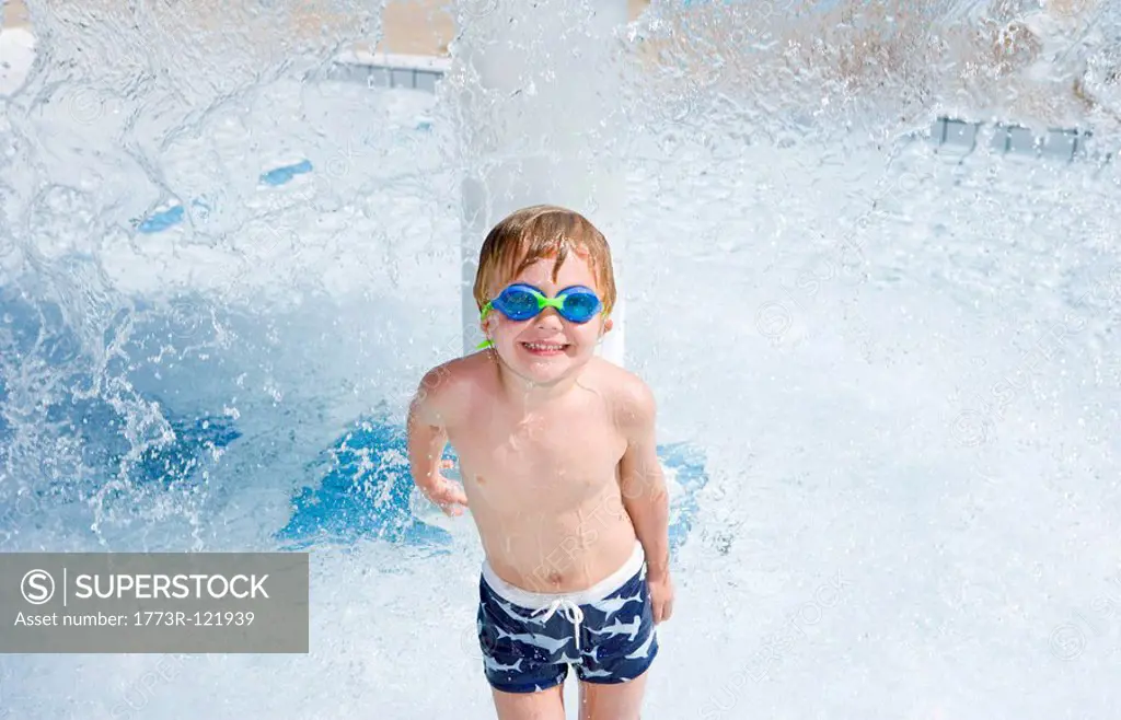 boy in water park