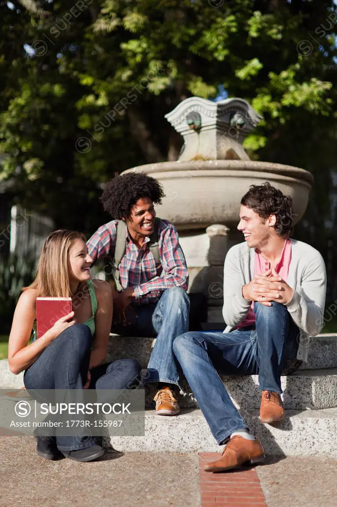 Students sitting together on campus