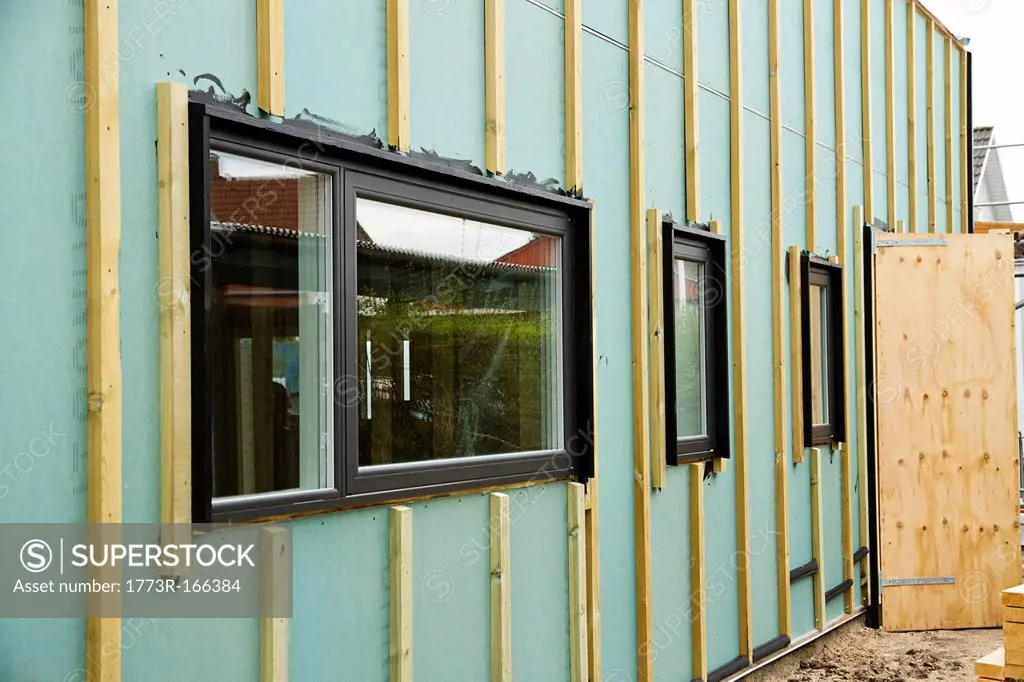 Windows of building under construction