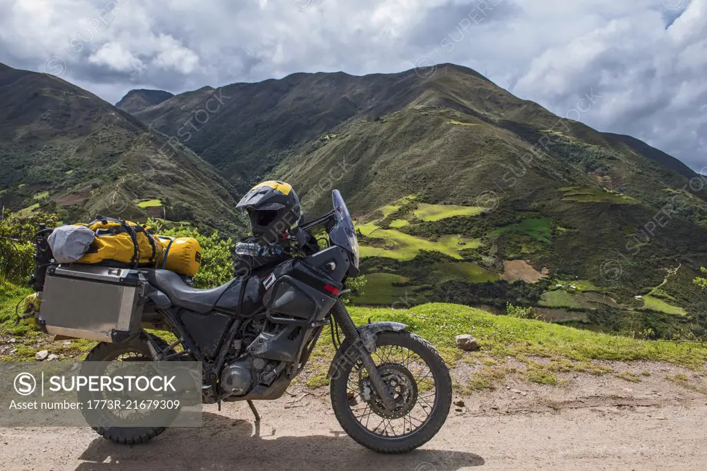 Touring motorbike in the mountains of Peru, Tarma, Junin, Peru, South America