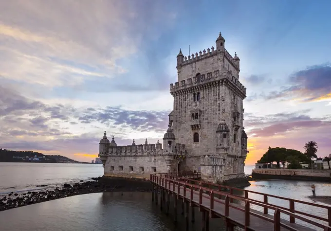 Torre de Belém at sunset, Lisbon, Portugal