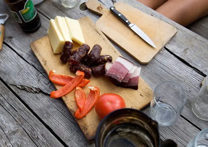 healthy traditional mountain picnic