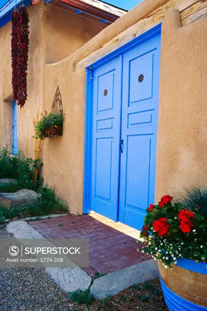 Blue Door of an Adobe Building, Taos, New Mexico