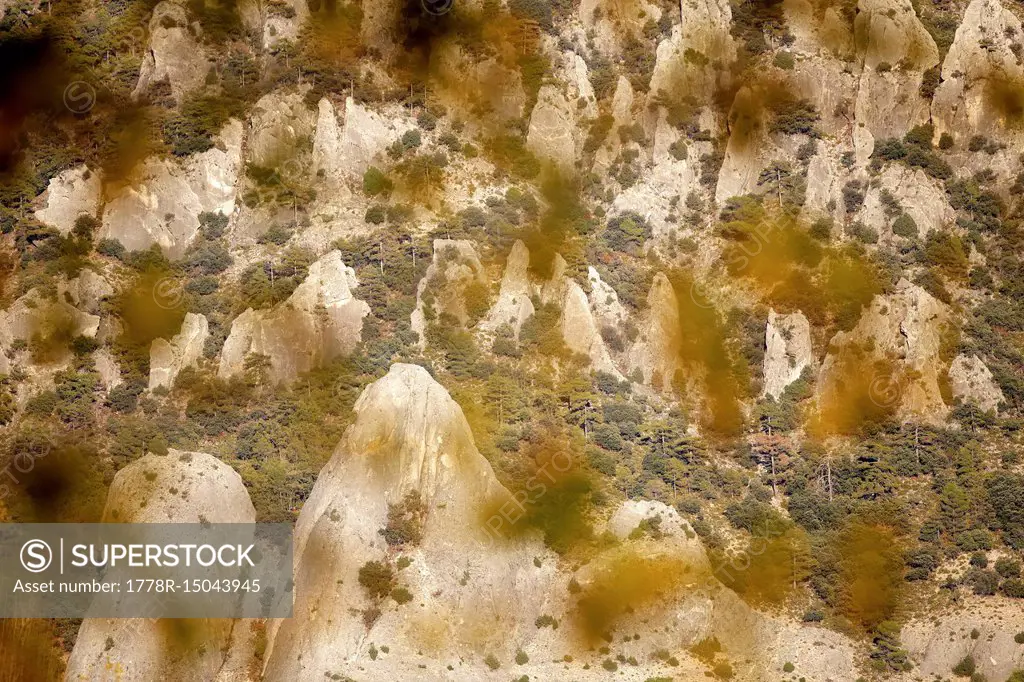 Beautiful natural scenery of forest and mountains, Natural Park of Serrania de Cuenca, Canamares, Castilla la Mancha, Spain