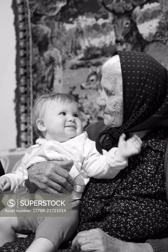 Portrait Of Great Granddaughter And Her Great Grandmother