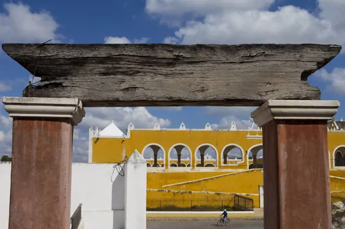 Yellow buildings at Izamal city center, Yucatan, Mexico