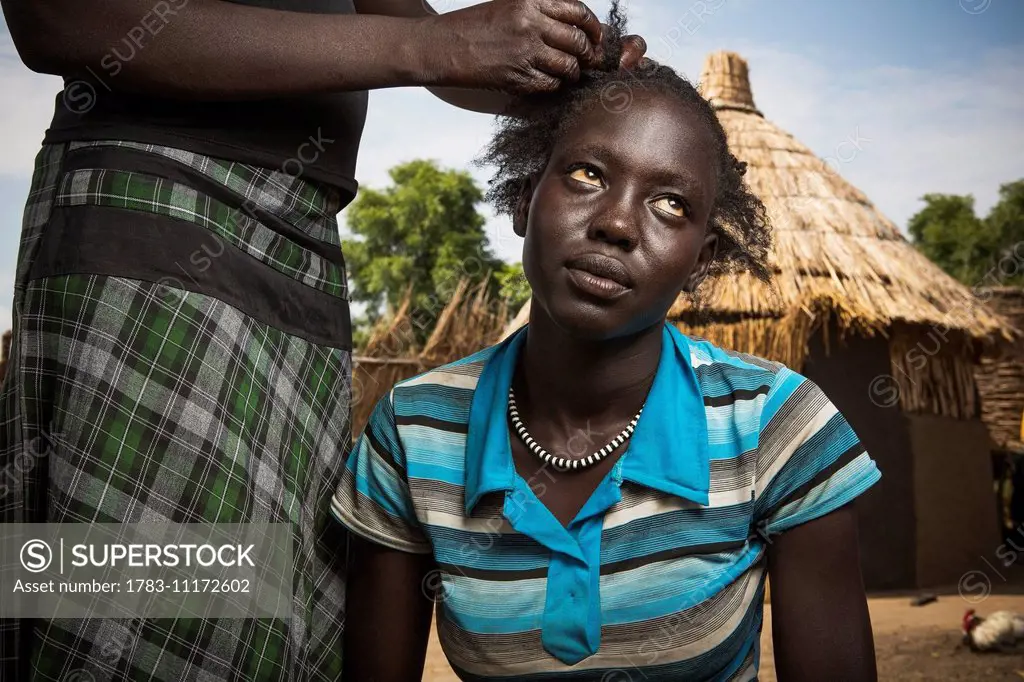 Young girls from the Nuer tribe, close to Gambella in western Ethiopia; Ethiopia