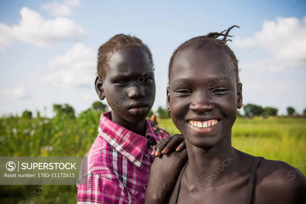 Teens of the Nuer tribe, close to Gambella in Western Ethiopia; Ethiopia