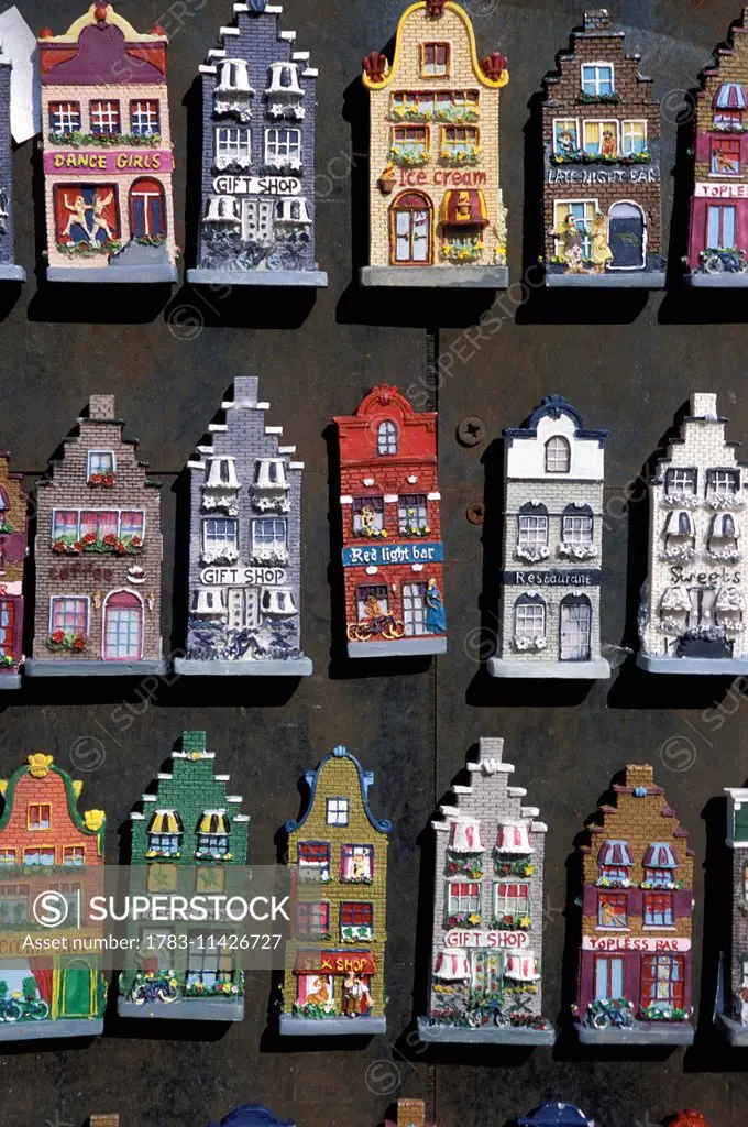 Models Of Dutch Townhouses, Architecture, Fridge Magnets, Amsterdam, Netherlands.