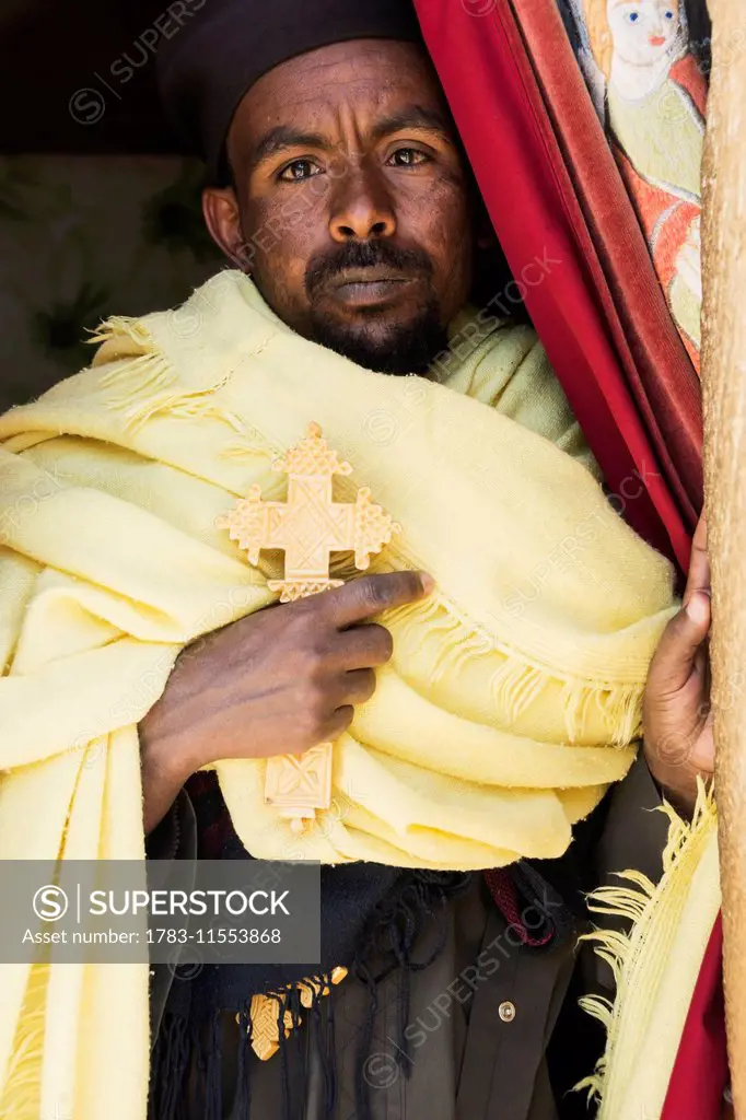 Portrait of an Ethiopian Orthodox Christian man; Lalibela, Ethiopia