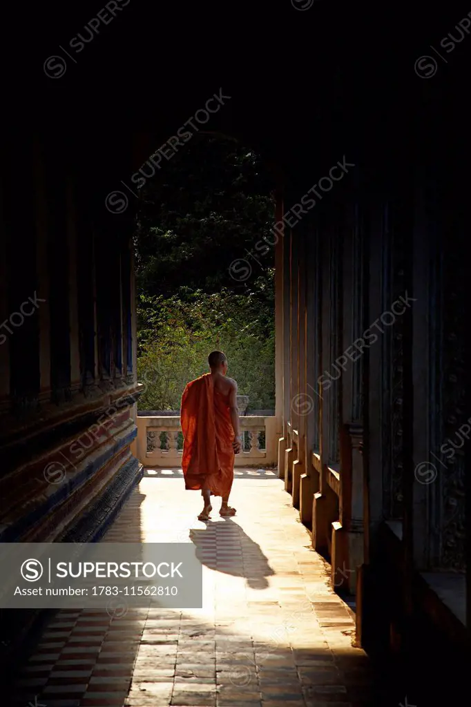 Buddist monk at Wat Bo Temple Cambodia