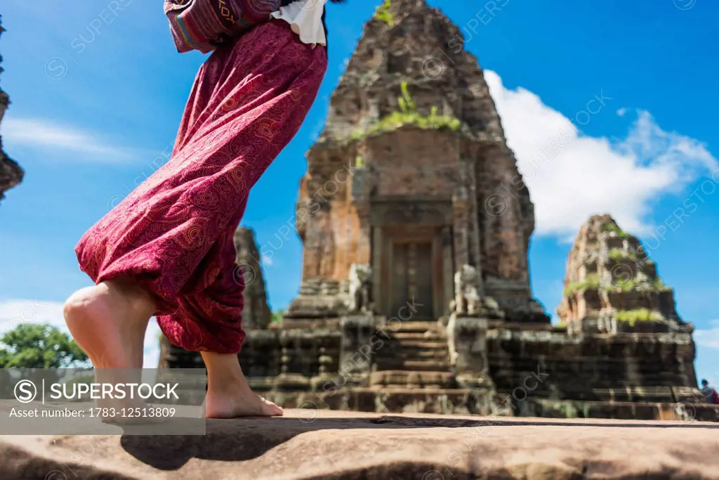 East Mebon Temple dedicated to Hindu god Shiva, built by the king Rajendravarman VII in tenth century, from Angkor; Siem Reap, Cambodia