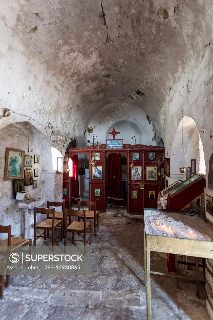 Interior of a room with artifacts; Corinth, Greece