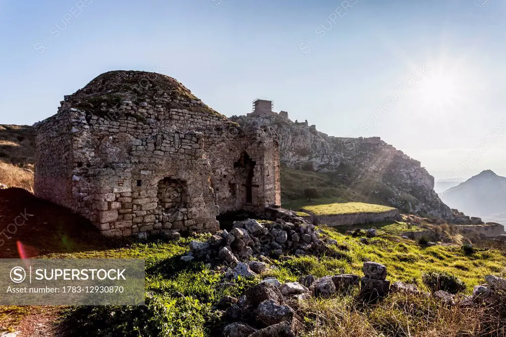 Ruins of a stone building; Corinth, Greece