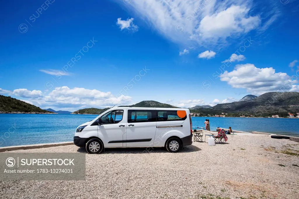 A group stops for an afternoon at the beach; Slano, Croatia