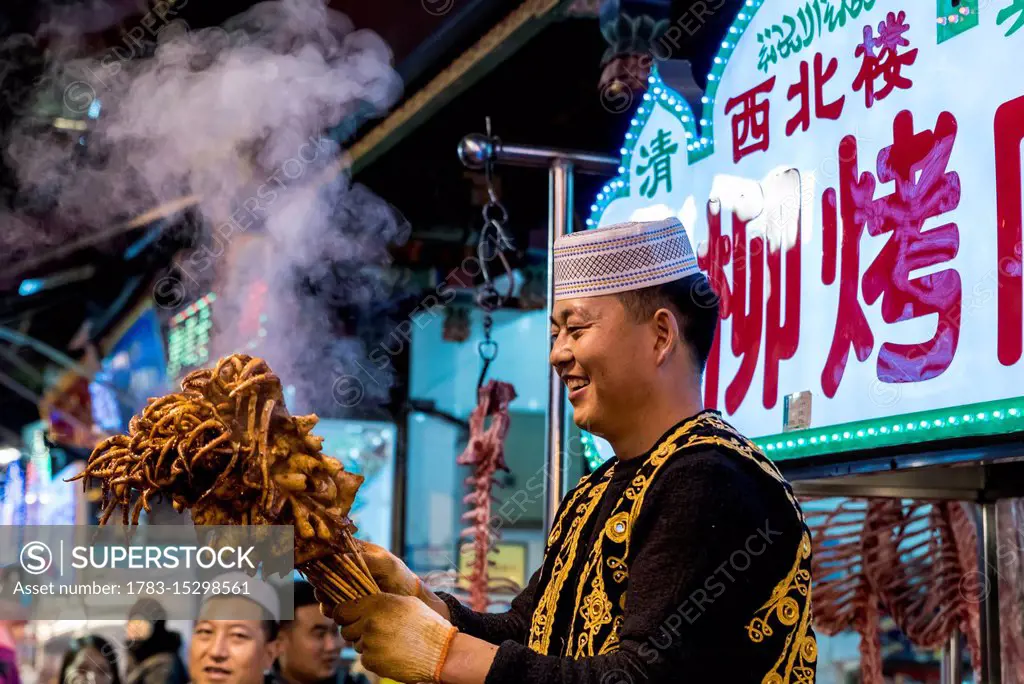 Traditional Chinese food at the famous food market in the Muslim Quarter; Xian, Shaanxi Province, China