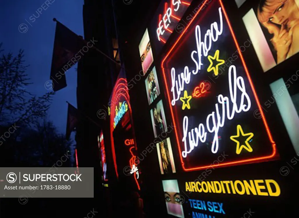 Heart of Red Light district, Amsterdam, Netherlands .