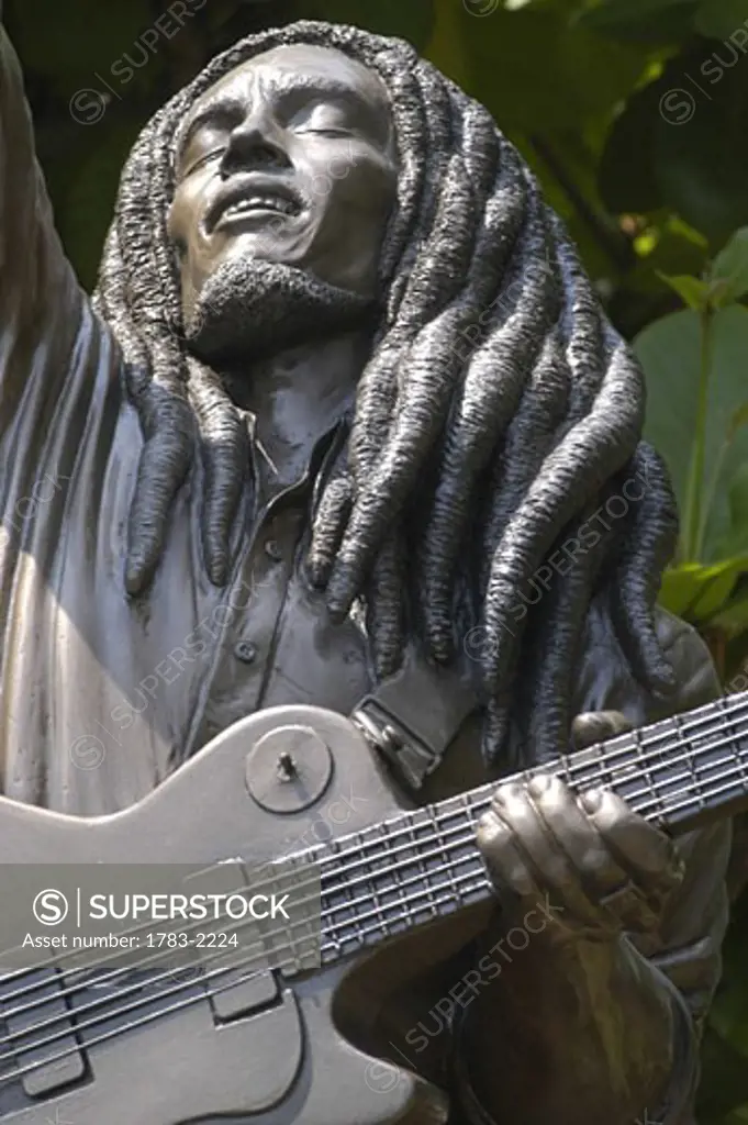 Bob Marley statue in the grounds of the Bob Marley Museum, Kingston, Jamaica.