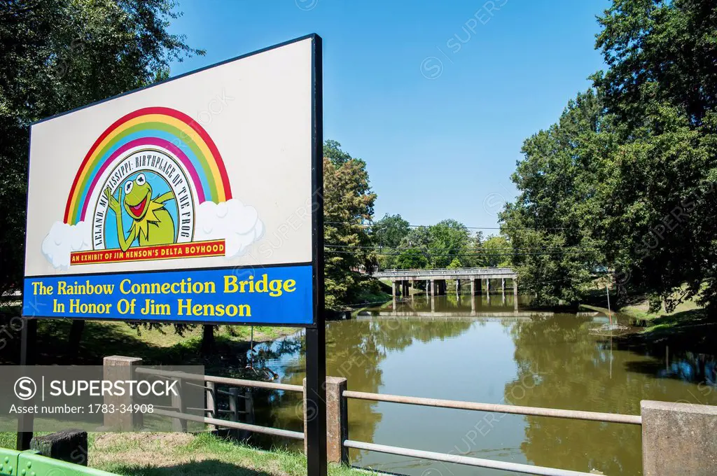 Usa, Mississippi, The Rainbow Connection Bridge In Honor Of Jim Henson; Leland