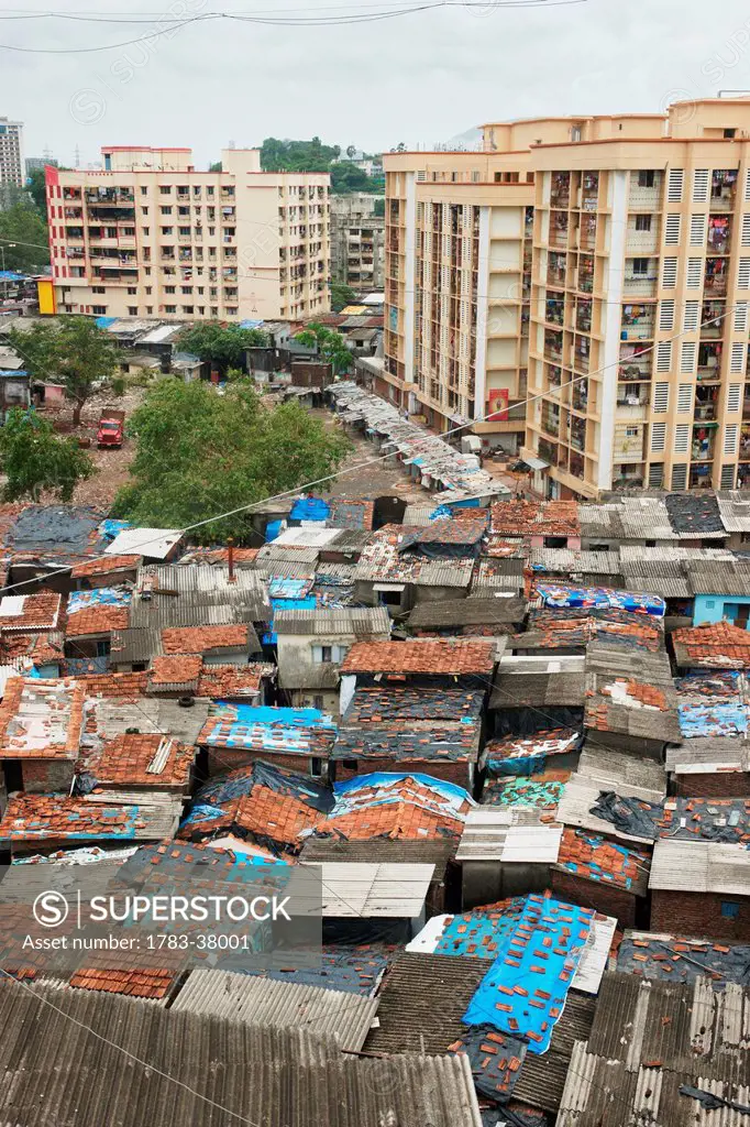 View of Dharavi shanty town; Mumbai, India