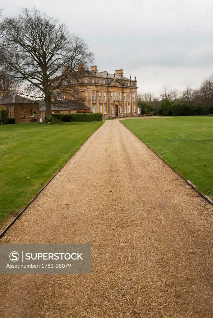 Foxcote House, entrance gravel path; Ilmington, The Cotswolds, UK