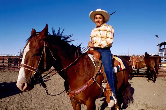 A Female Crow Indian Taking Part During The All Indian Rodeo During The Annual Crow Fair (August), The Largest Native American Festival In The Usa. Th...