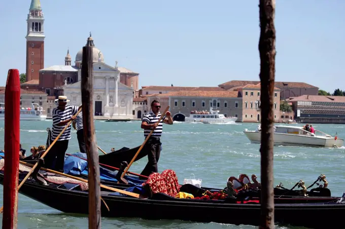 Gondola On Canal Venice Italy