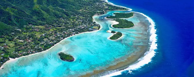 Aerial view of Raratonga; Cook Islands