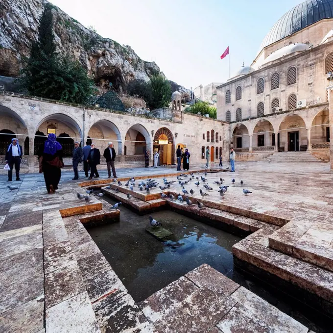 Tourists at the Chamber of Abraham; Sanliurfa, Turkey