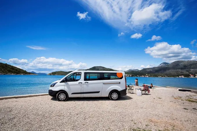 A group stops for an afternoon at the beach; Slano, Croatia