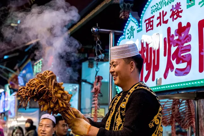 Traditional Chinese food at the famous food market in the Muslim Quarter; Xian, Shaanxi Province, China