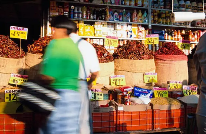 People at market stall, Mexico City