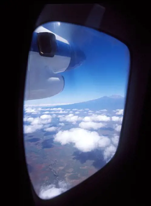 Flying over Kenya looking over to Mt Kenya just across the border in Tanzania.