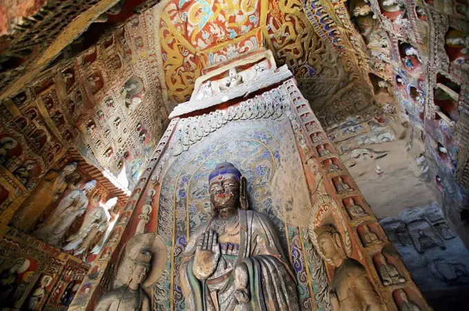 Satues At Yungang Caves, Wuzhou Shan Mountains,China