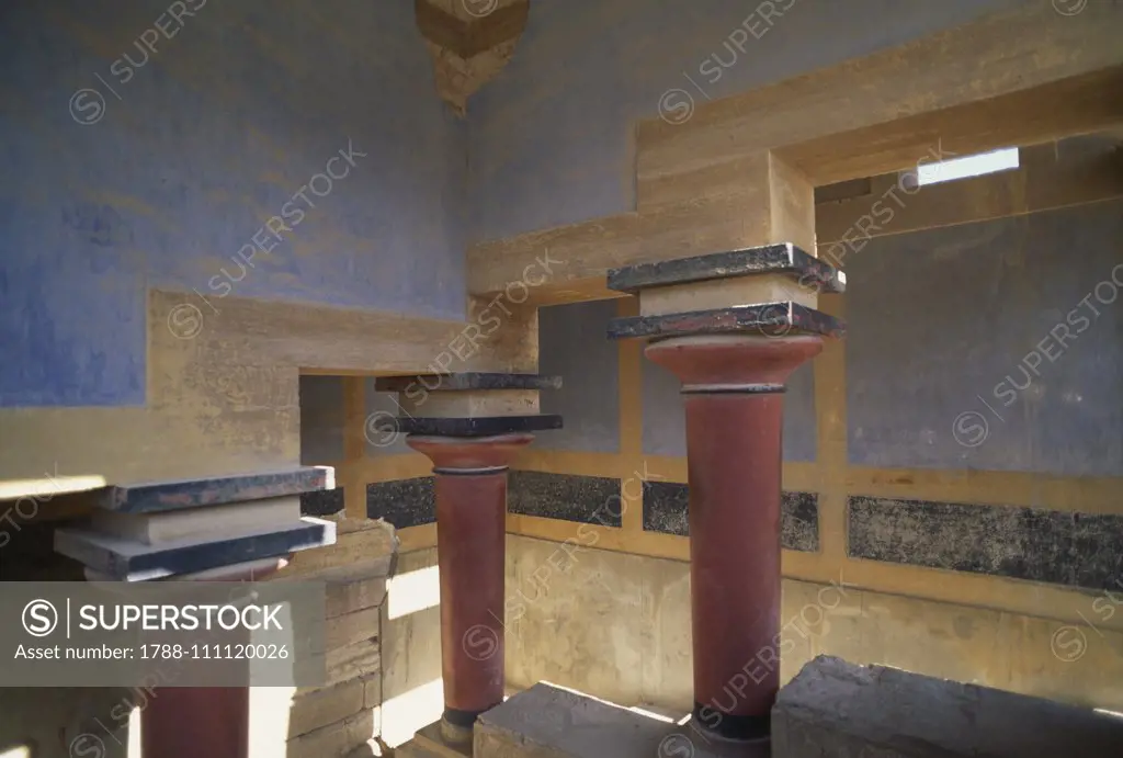 Interior of the North Lustral Basin, Knossos Palace, Crete, Greece. Minoan civilization, 18th-15th century BC.