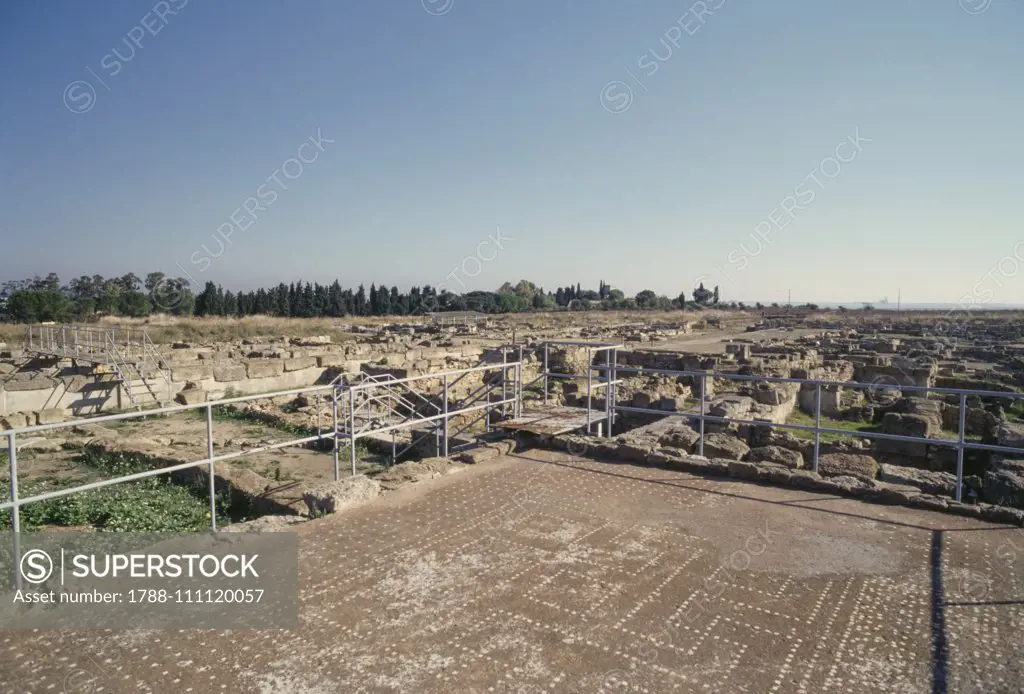 Ruins of Megara Hyblaea, near Augusta, Sicily, Italy, Greek civilization, 8th-3rd century BC.