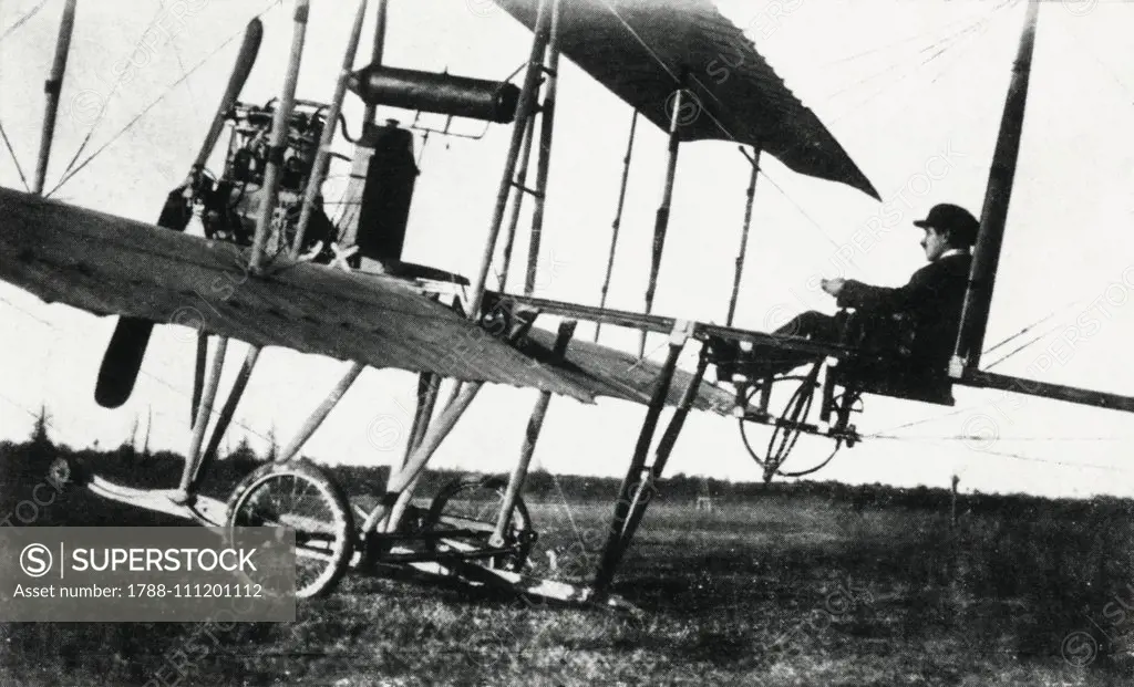 G. Caproni on Caproni 5 biplane, Vizzola Ticino