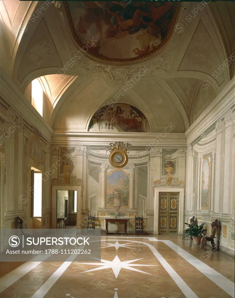 The entrance room to Villa Falconieri, designed by Francesco Borromini (1599-1667), Frascati, Lazio, Italy, 16th-17th century.