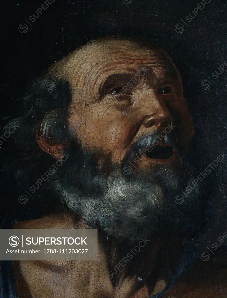 St Peter Penitent, detail, oil on canvas, by Cesare Fracanzano (1605-1651), 1628-29, Church of St Benedict, Barletta, Apulia. Italy, 17th century.