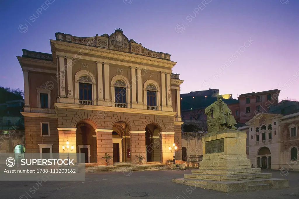 The Municipal Theater of Cosenza, 1909, dedicated to composer Alfonso Rendano, designed by architect Nicola Zumpano, Cosenza, Calabria, Italy.