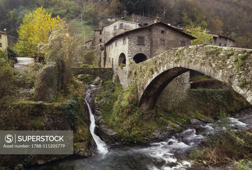 Fabbriche di Vallico stone bridge, Tuscany, Italy.