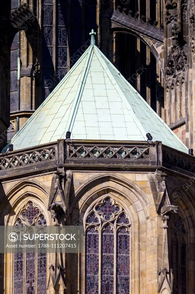 Apse of cathedral of St Vitus (Katedrala Svateho Vita), Prague (UNESCO World Heritage List, 1992), Czech Republic. Detail.