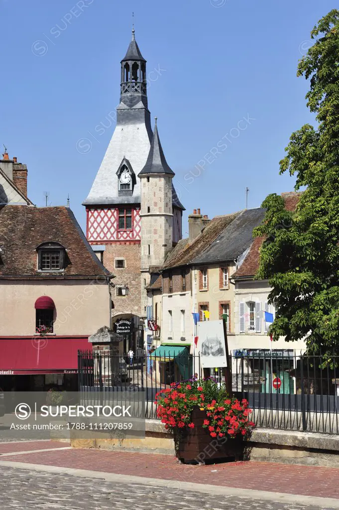 Clock tower, Saint-Fargeau, Burgundy-Franche-Comte, France, 15th century.