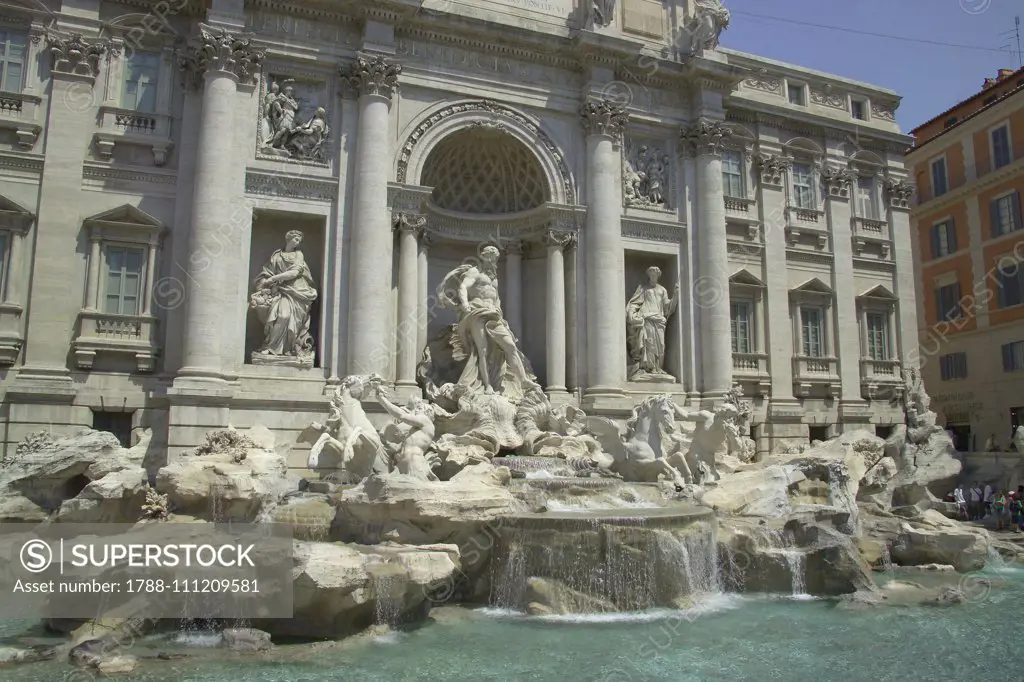 Trevi Fountain, 1762, by Nicola Salvi, Rome (UNESCO World Heritage List, 1980-1990), Lazio, Italy, 18th century. Detail.