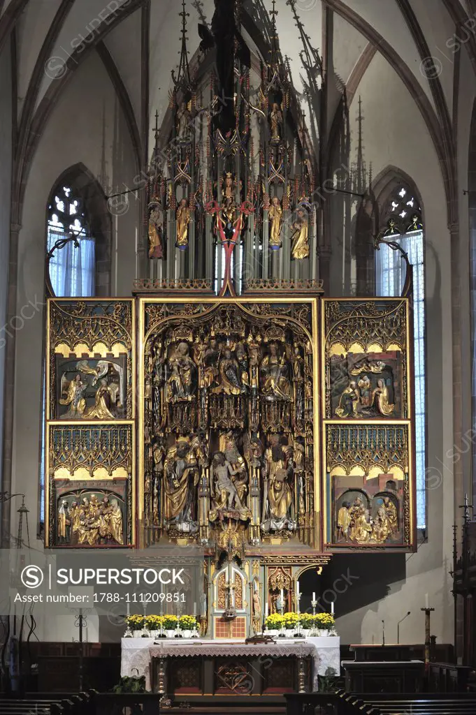 High Altar, 1503-1511, by Hans Schnatterpeck (active 1478-1540), carved wood and gold, Parish Church of Santa Maria Assunta, Lana, Trentino-Alto Adige, Italy, 16th century.