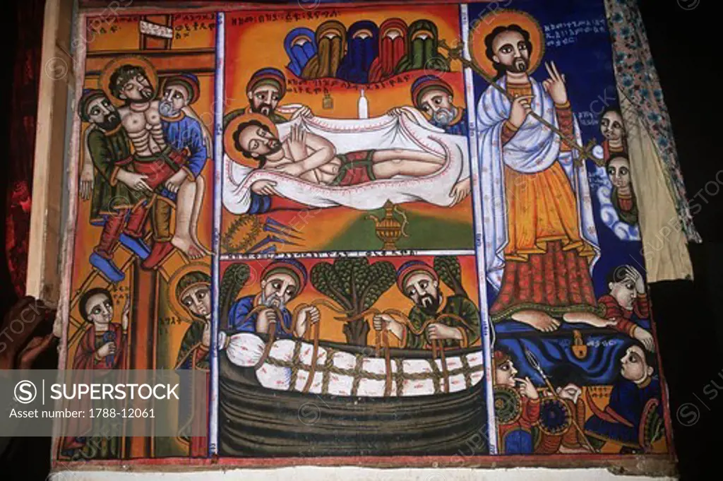 Ethiopia, Tigray (Tigray Kifle Hager), Aksum, Saint Mary of Zion church, frescos