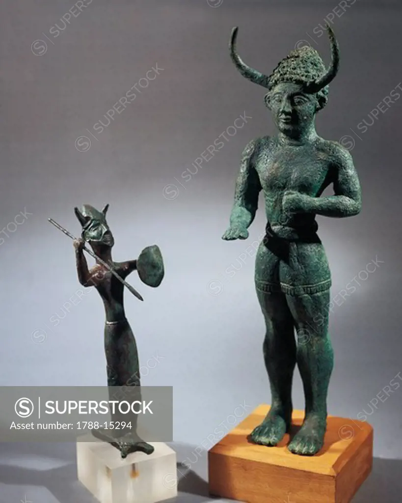 Cyprus, Bronze statue of horned gods from shrine of Enkomi